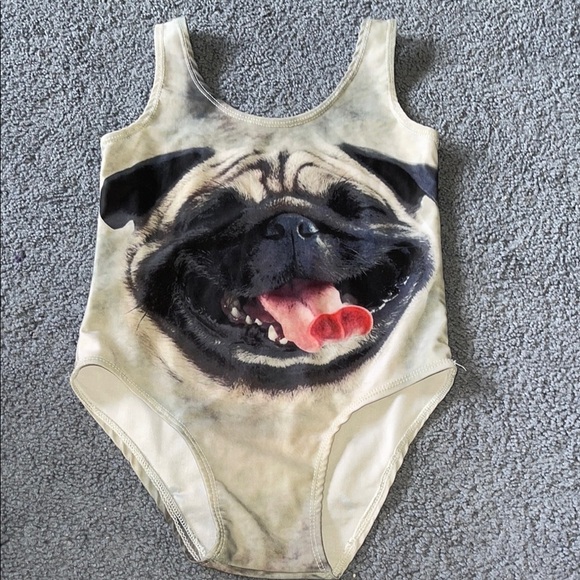 Kids Pug Print One Piece Swimsuit - Picture 1 of 5